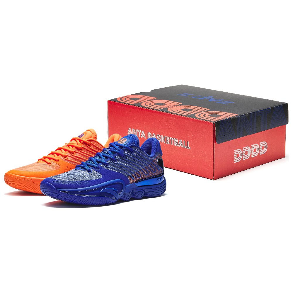 Anta Instant 2 Cushioning Wear-Resistant Low-Top Basketball Shoes Men's Blue Orange