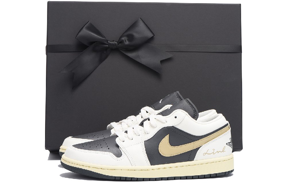 Jordan Air Jordan 1 Anti-Slip Wear-Resistant Low-Top Vintage Basketball Shoes Women's Black Brown
