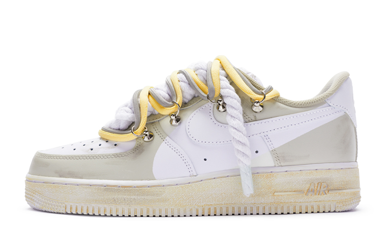 Nike Air Force 1 Anti Slip Wear Resistant Low Top Skateboard Shoes Women's Beige White Brown