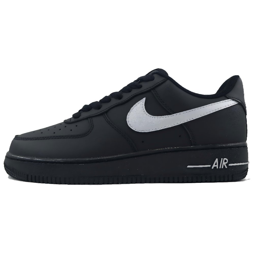Nike Air Force 1 Abrasion Resistant Low Top Skateboard Shoes Unisex Black Silver