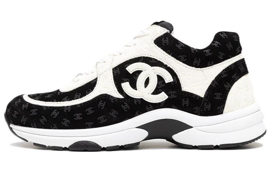 CHANEL Shock Absorbers Slip Resistant, Abrasion Resistant, Breathable Low Top Casual Shoes Women's Black White