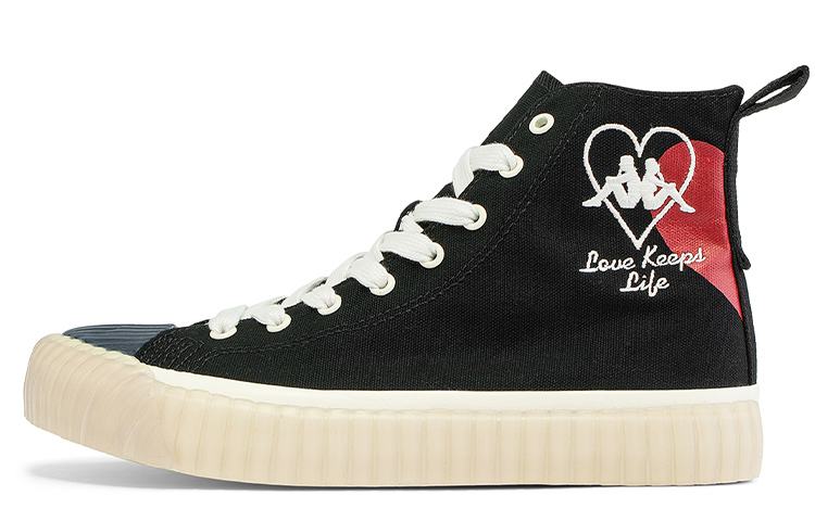 Kappa Anti-Slip Wear-Resistant Lightweight Coverage High-Top Canvas Shoes Unisex Black