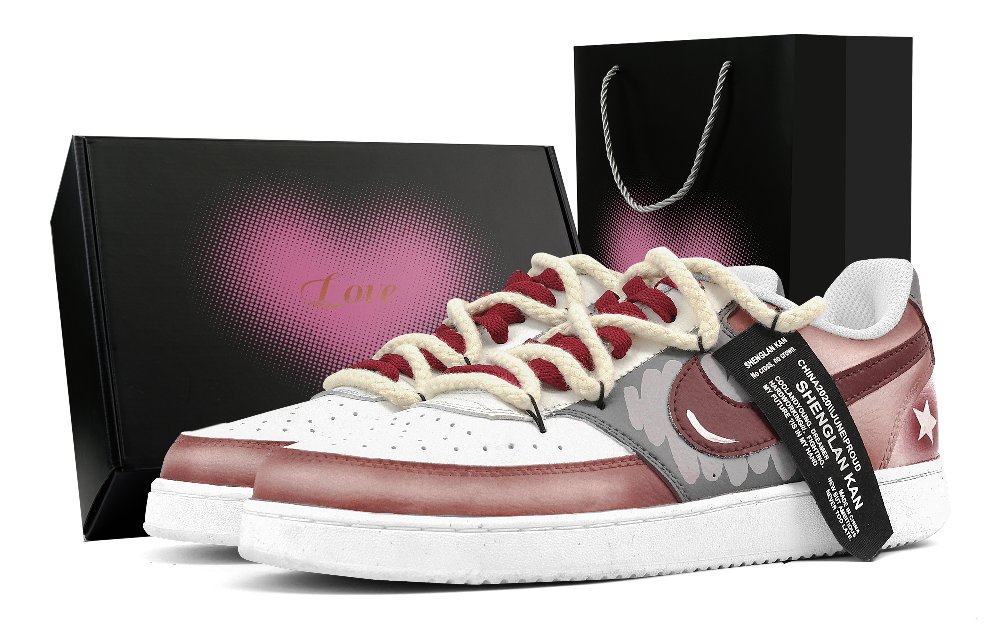 Nike Court Vision 1 Modern Artist Abrasion Resistant Low Top Skateboard Shoes Men's Rose