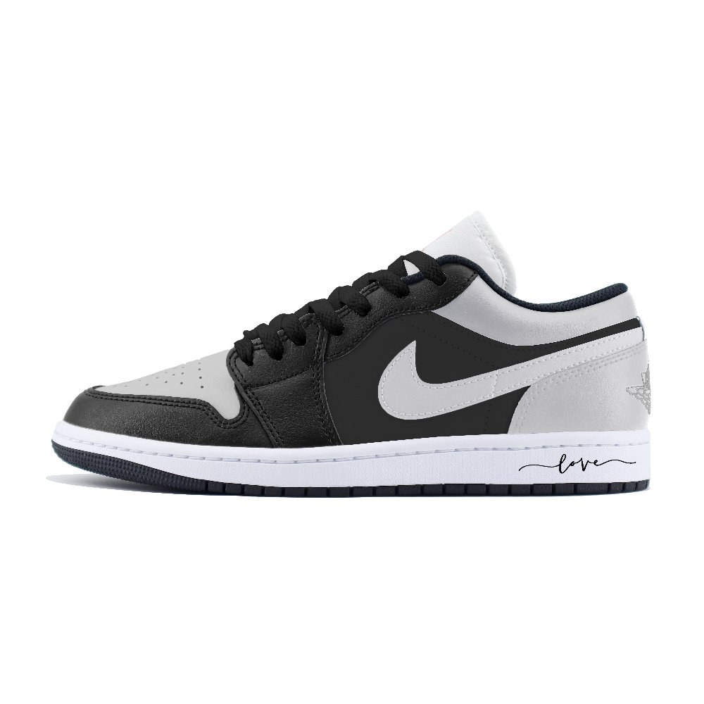 Jordan Air Jordan 1 LOW Love2 Abrasion Resistant Low Top Vintage Basketball Shoes Unisex Black Gray
