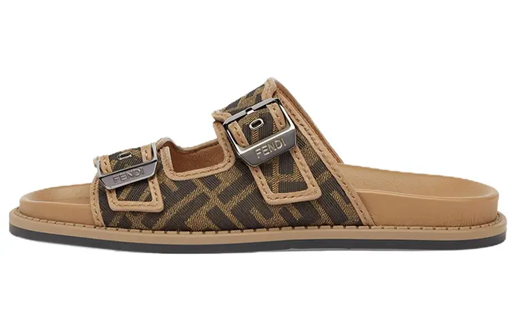 FENDI Monogrammed Strap Buckled Sandals