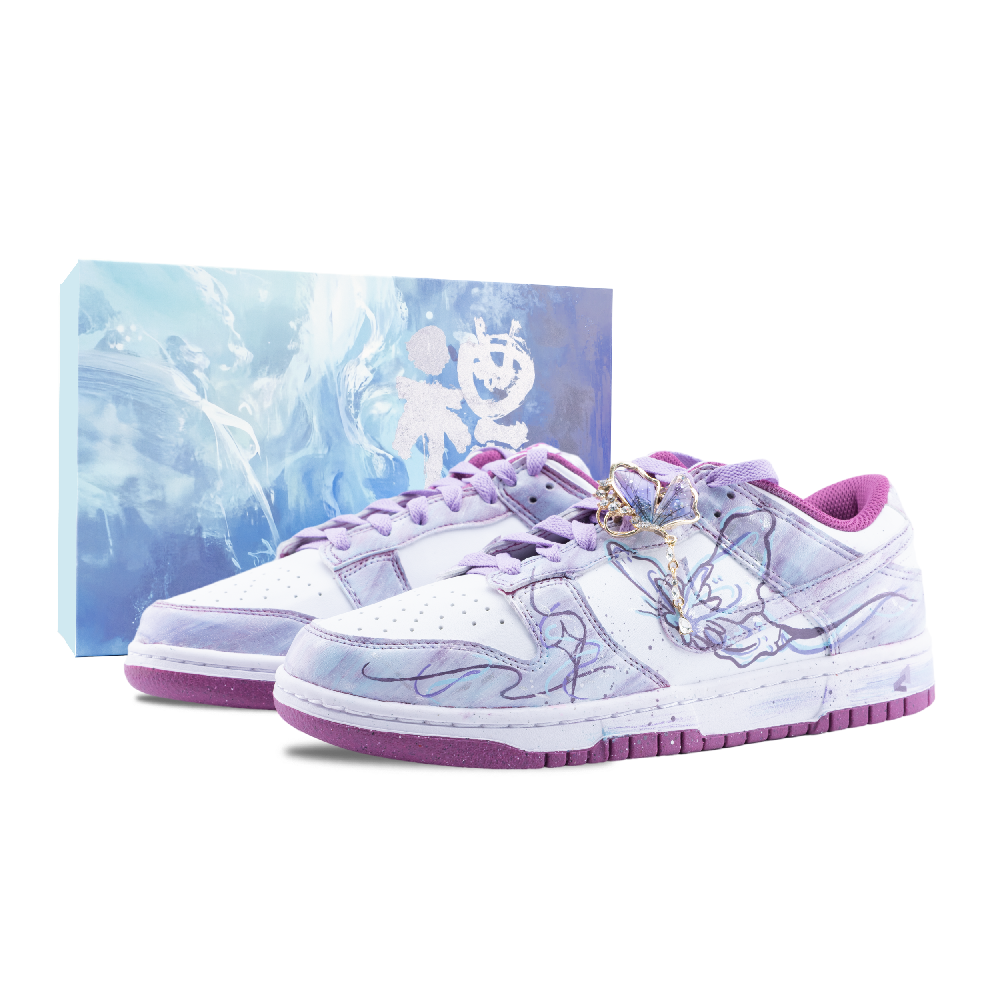 Nike Dunk Midsummer Night's Butterfly Anti Slip Wear Resistant Low Top Skateboard Shoes Unisex Blue Purple