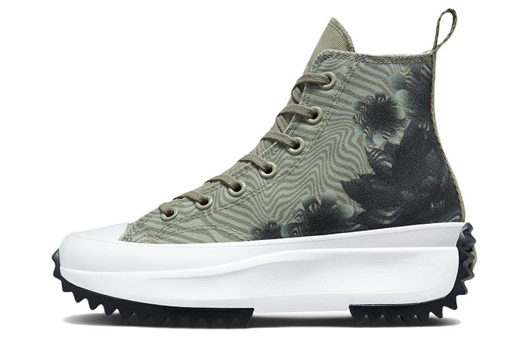 Converse Run Star Hike Platform Wear-Resistant High-Top Canvas Shoes Unisex Green