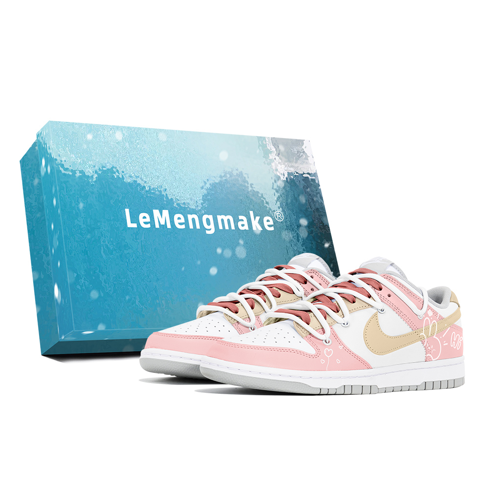Nike Dunk Joy Lemon Anti-Slip Wear-Resistant Low-Top Skateboard Shoes Women's White Pink Yellow