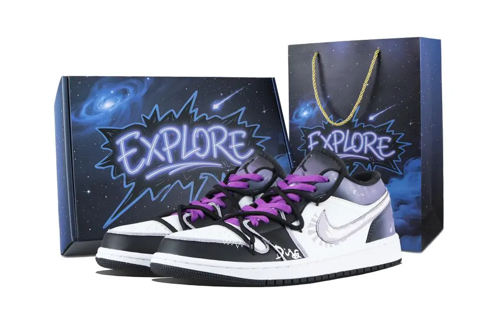 Jordan Air Jordan 1 Particle Nebula Vintage Basketball Shoes Unisex Black Gray