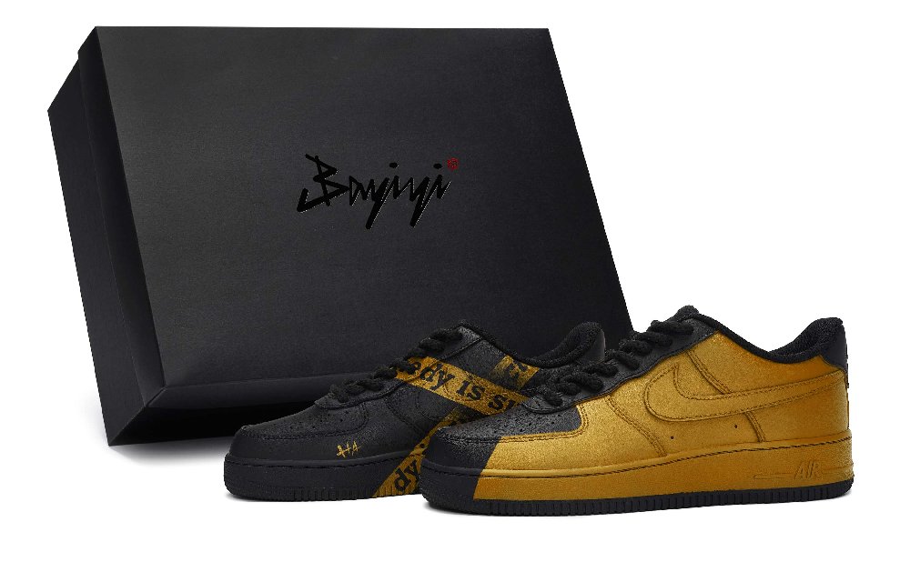Nike Air Force 1 07 811 Manufacturing, Jinhui Joker, Special Shoe Box Low Top Skateboard Shoes Unisex Black Gold Orange