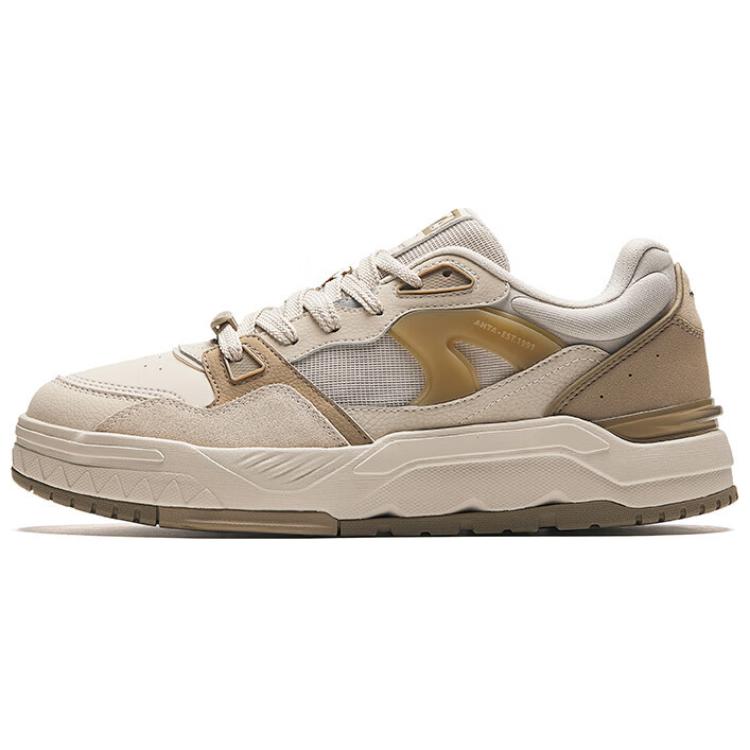 Anta Anti-Slip Wear-Resistant Low-Top Skateboard Shoes Men's White Gray Brown