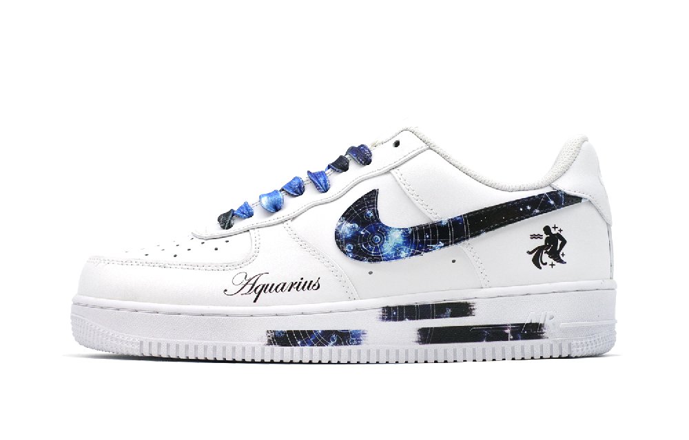 Nike Air Force 1 Constellation Collection Aquarius Graffiti Low-Top Skateboard Shoes Men's Blue White