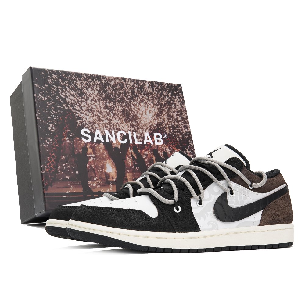 Jordan Air Jordan 1 Low Top Vintage Basketball Shoes Men's Black White Coffee