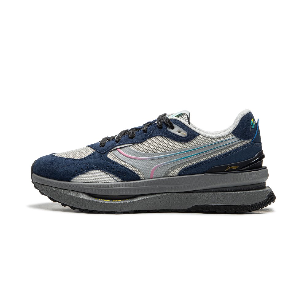 LiNing Cushioning Anti-Slip Wear-Resistant Breathable Support Rebound Low-Top Casual Shoes Unisex Blue Gray