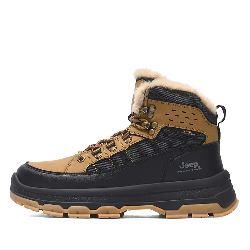 Jeep Warm Wear-Resistant Height Increasing Slip-Resistant Coverage Short Snow Boots Men's Brown