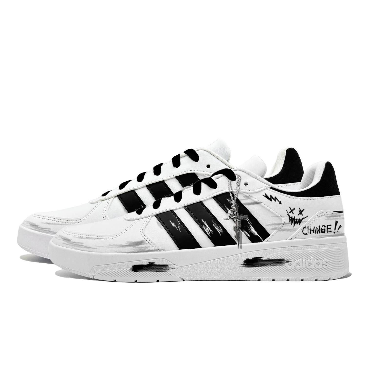 Adidas Neo Courtbeat Trendy Embossed Abrasion Resistant Slip Resistant Low top Skateboard Shoes Unisex Black White купить в интернет-магазине Yoocart с быстрой доставкой по России.