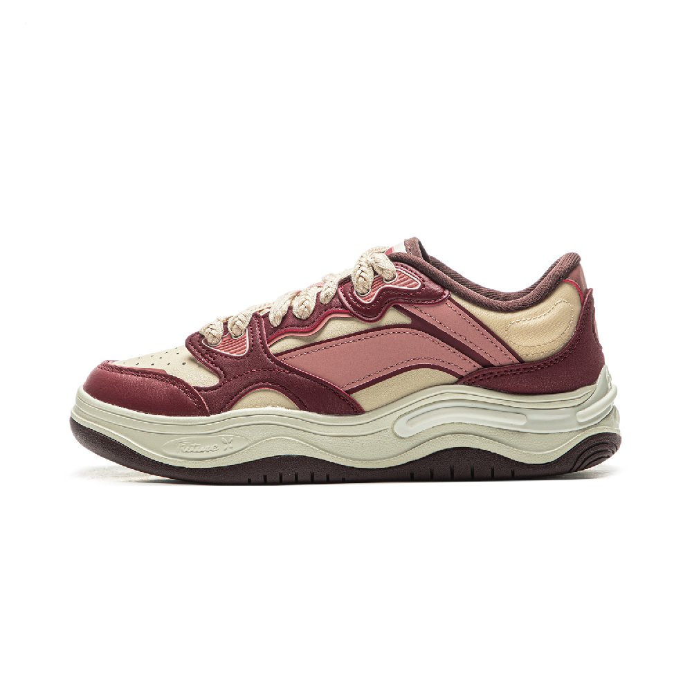 LiNing Future Flow Anti-Slip Wear-Resistant Low-Top Casual Shoes Women's Red Beige