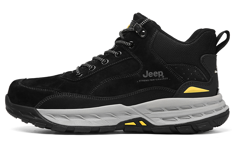 Jeep Cushioning Anti-Slip And Wear-Resistant Coverage Support Mid-Top Outdoor Shoes Men's Black