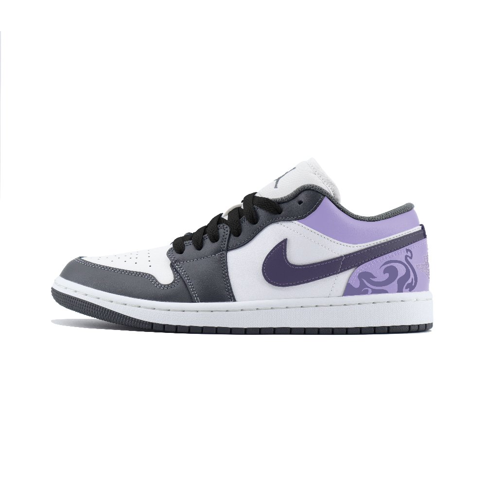 Jordan Air Jordan 1 LOW Abrasion Resistant Low Top Vintage Basketball Shoes Unisex White Purple Black