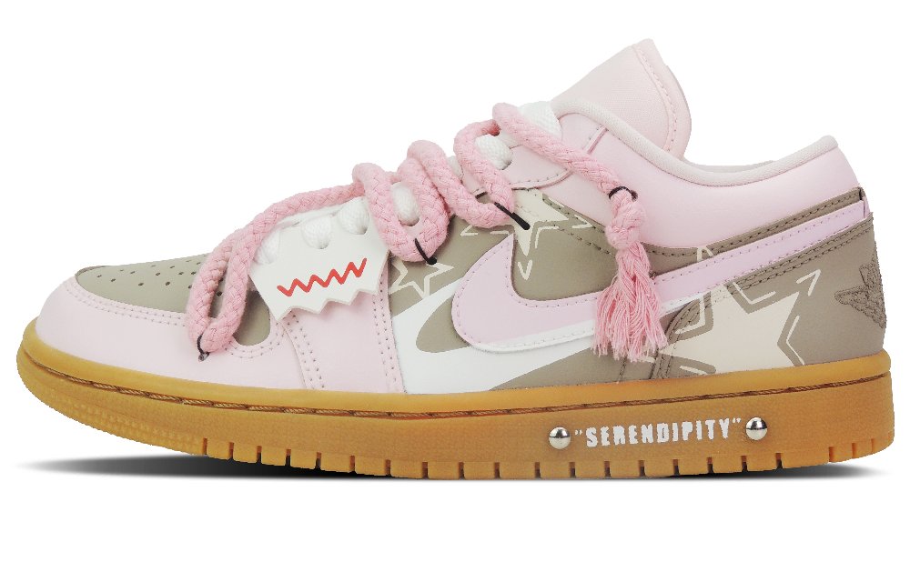 Jordan Air Jordan 1 Star Track Low-Top Vintage Basketball Shoes Women's Brown Pink