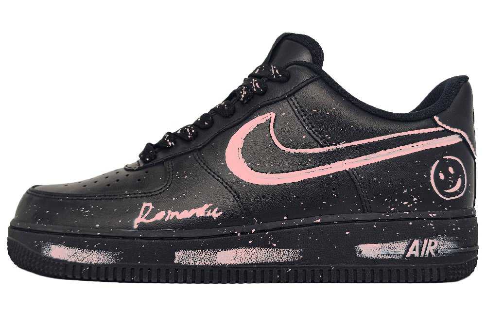 Nike Air Force 1 Anti Slip Wear Resistant Low Top Skateboard Shoes Unisex Black Pink