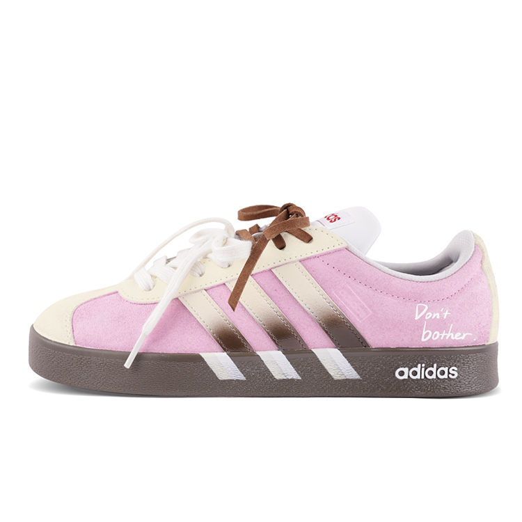 Adidas VL COURT 2.0 Abrasion Resistant Low Top Skateboard Shoes Unisex Pink Brown