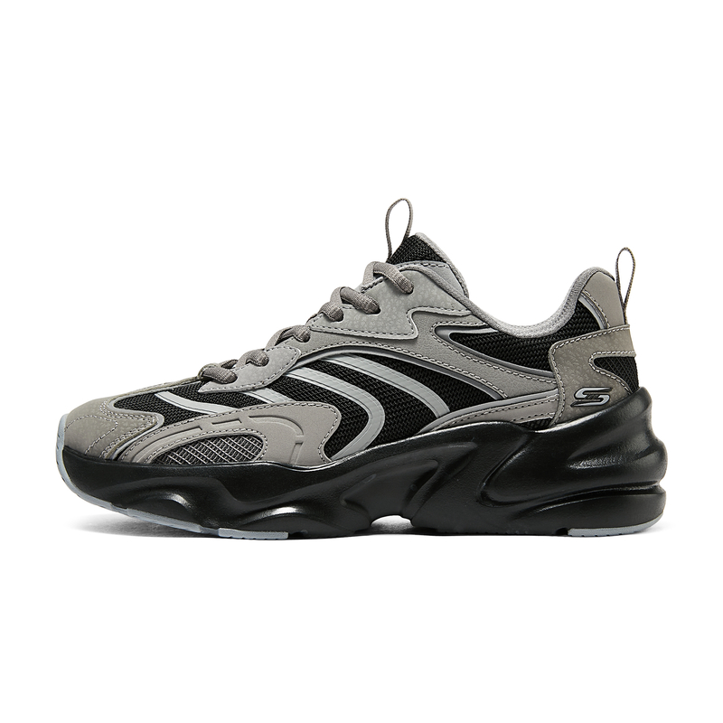Skechers DLITES Anti-Slip Wear-Resistant Low-Top Casual Running Shoes Women's Gray Black