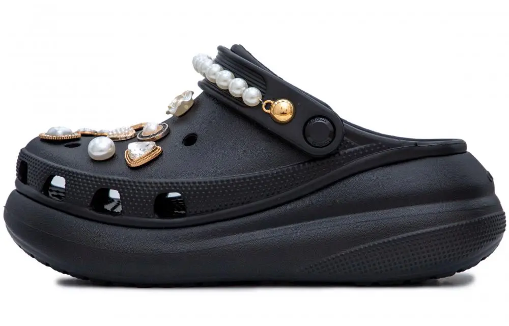 Crocs Button Castle Classic Crush Clogs Women's Black