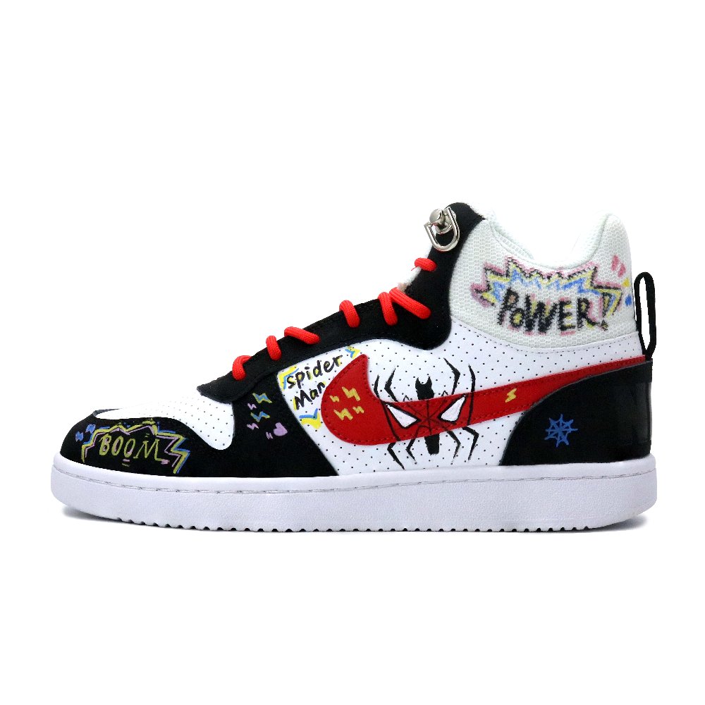 Nike Court Borough Wear-Resistant Breathable Slip-Resistant Mid-Top Skateboard Shoes Men's Black Red Yellow White