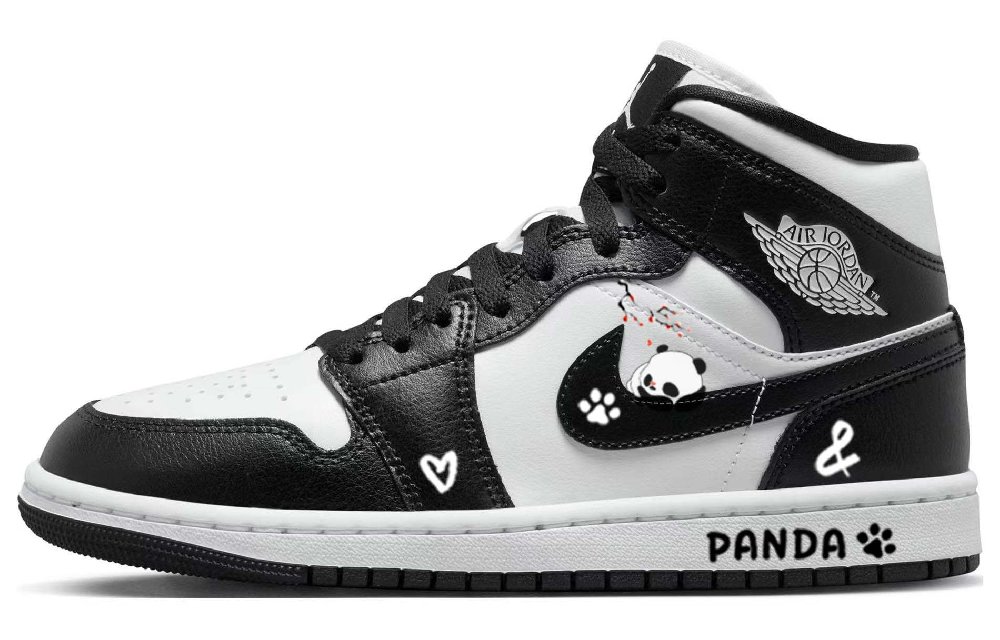 Jordan Air Jordan 1 Vintage Basketball Shoes Women's Mid Top Black/White