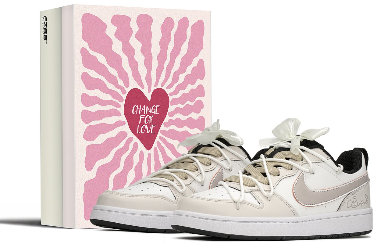 Nike Court Borough Series Low Top Skateboard Shoes Pink White GS