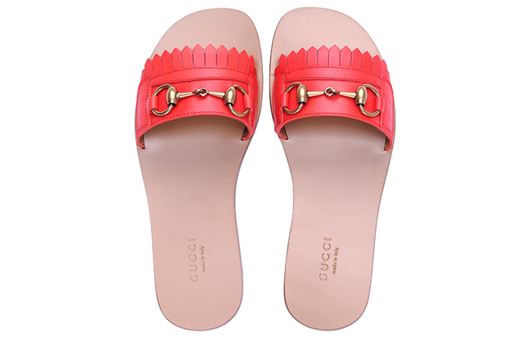 GUCCI Horsebit Slide Slippers Women's Red купить в интернет-магазине Yoocart с быстрой доставкой по России.