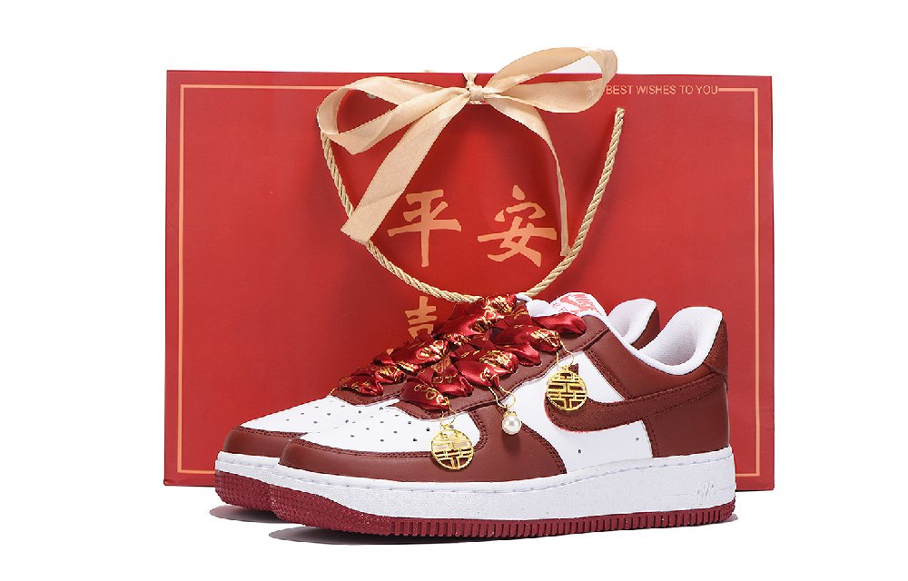 Nike Air Force 1 Coverage Slip Resistant And Abrasion Resistant Low Top Skateboard Shoes Unisex Red