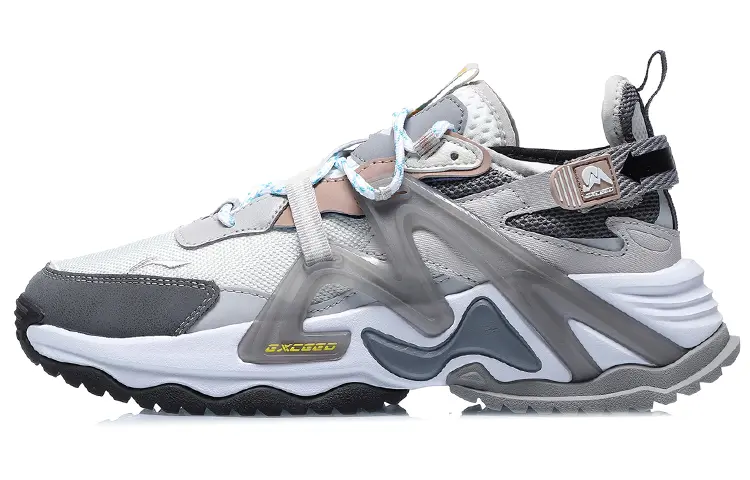 LiNing Exceed Pole Slip Resistant Abrasion Resistant Low top Running Shoes Women's White Gray