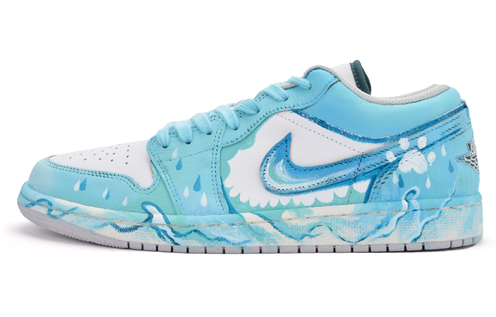 Jordan Air Jordan 1 Cushioning, Wear Resistant Low Top Basketball Shoes Unisex Blue White