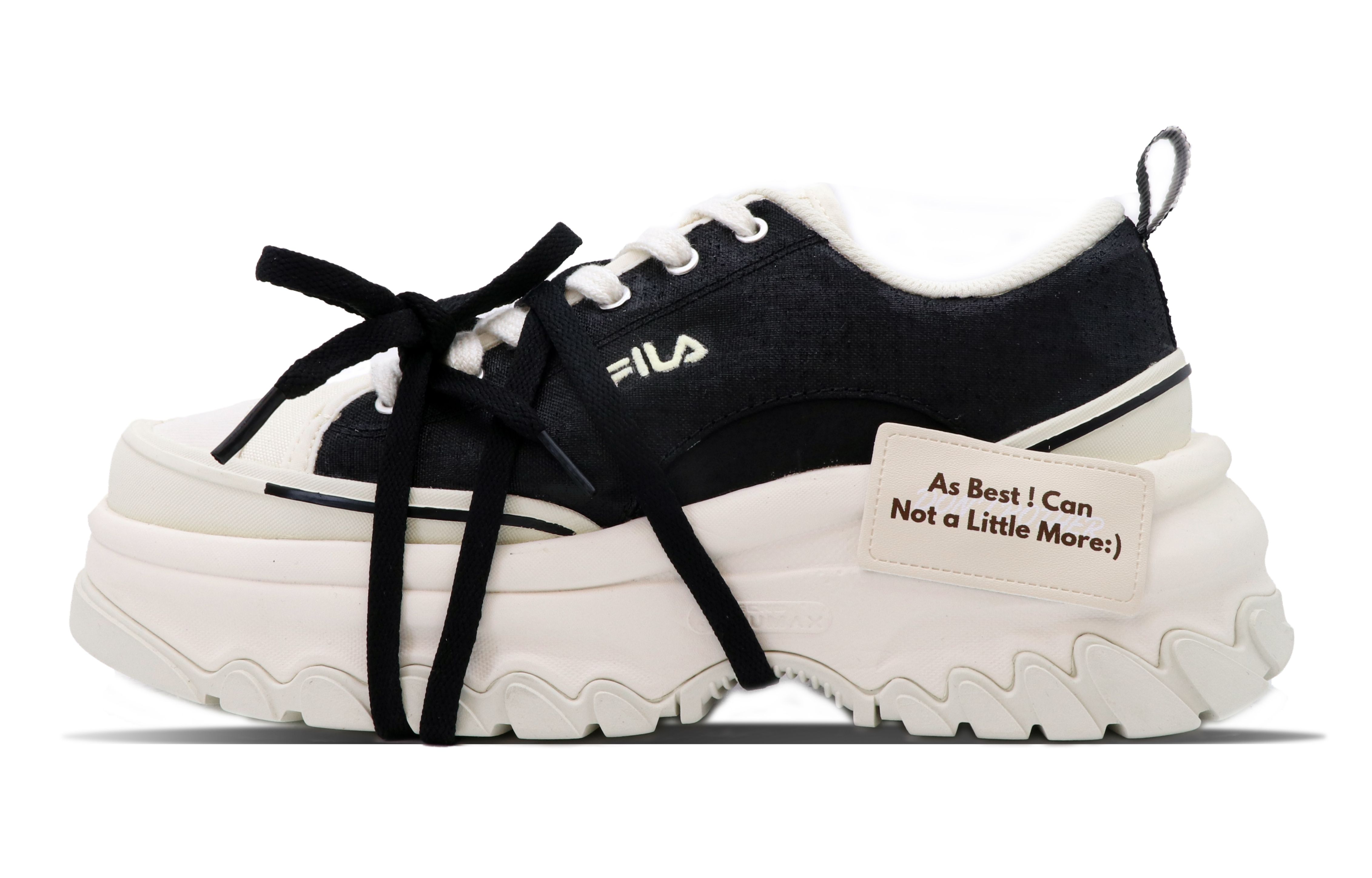 FILA Lava Shock Absorbers Slip Resistant Abrasion Resistant Breathable Low top Sports Casual Shoes Women's Beige Black