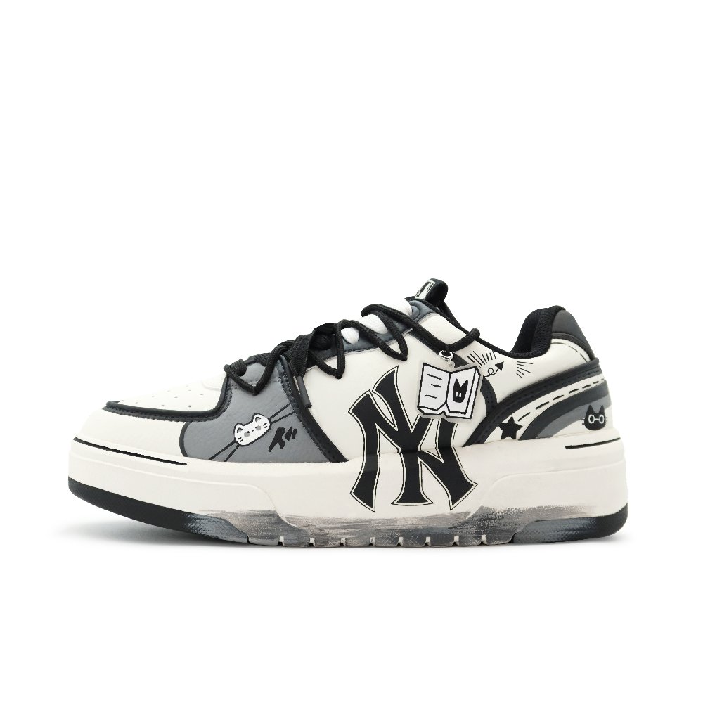MLB Chunky Liner Slip-Resistant Low-Top Skateboard Shoes Unisex Black White Gray