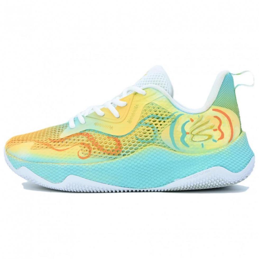 Under Armour Curry Splash 3 Basketball Shoes Men Low Top Yellow Cyan
