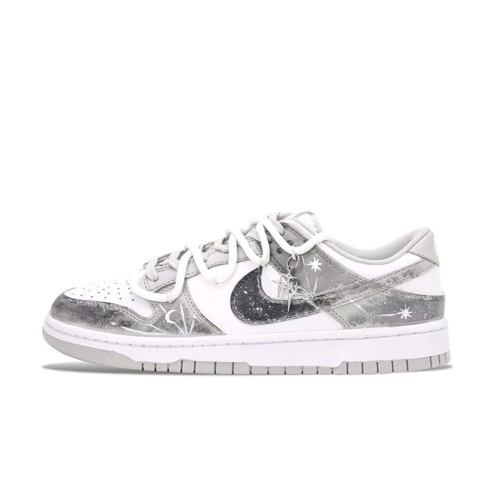 Nike Dunk Abrasion Resistant Low Top Skateboard Shoes Unisex Silver Gray
