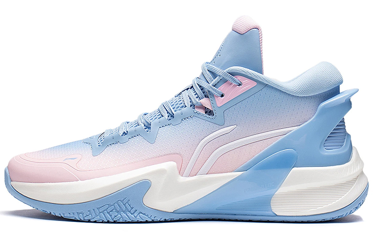 LiNing 1.0 High Abrasion Resistant Breathable High top PROBAR LOC，LIGHT FOAM Basketball Shoes Men's Blue Pink