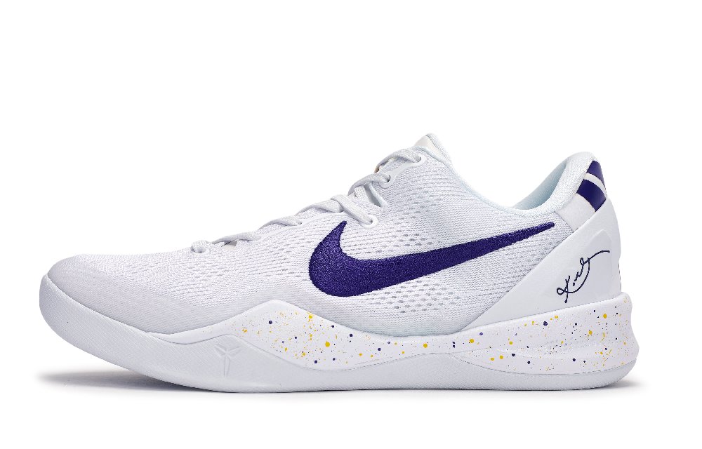 Nike Kobe 8 Cushioning Low-Top Basketball Shoes Unisex White Purple