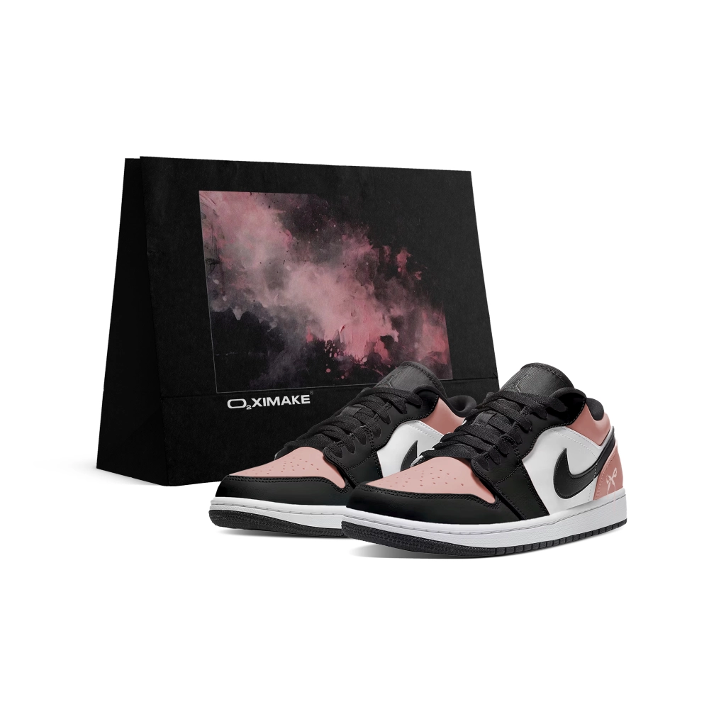 Jordan Air Jordan 1 Abrasion Resistant Low top Vintage Basketball Shoes Unisex Black White Pink