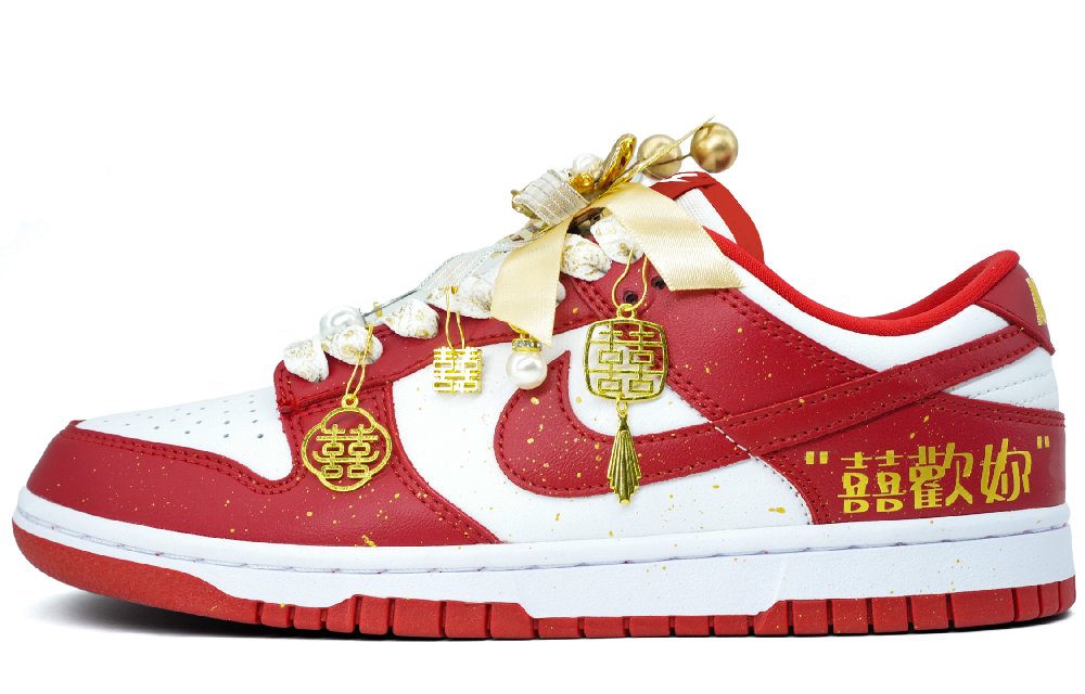 Nike Dunk Lightweight And Breathable Low Top Skateboard Shoes Unisex Wedding Red