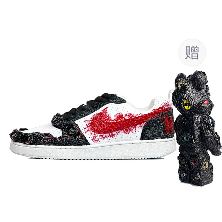 Nike Court Borough Low top Skateboard Shoes Men's Black Red