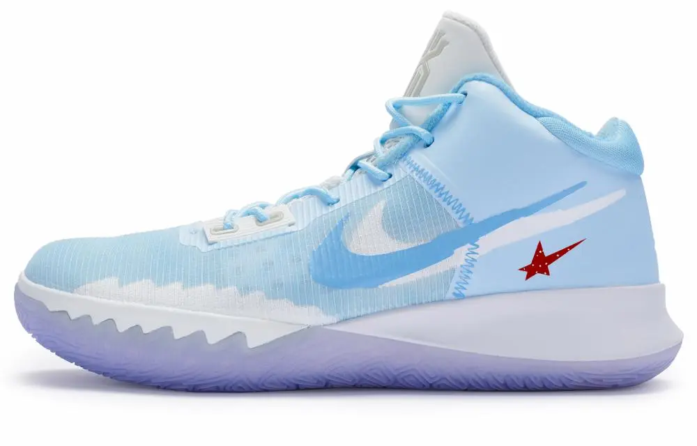 Nike Flytrap 4 EP Abrasion Resistant Breathable Mid Top Performance Basketball Shoes Men's White Blue