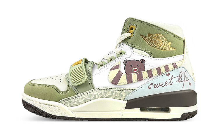 Jordan Legacy 312 High-Top Vintage Basketball Shoes Men's Coffee Green