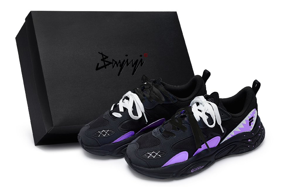 FILA Low Top Casual Shoes Men's Black Purple White