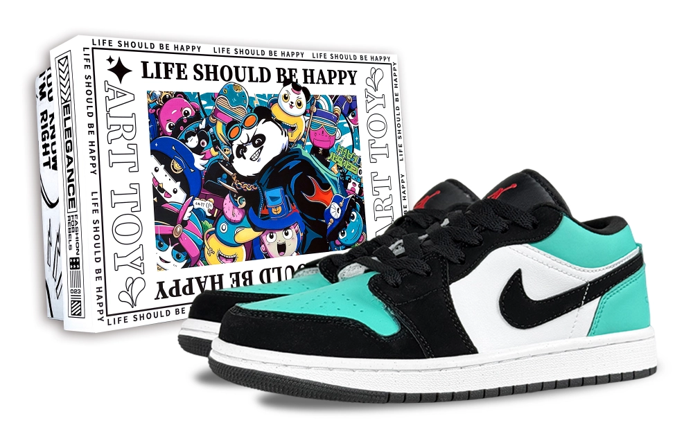 Jordan Air Jordan 1 Tiffany Abrasion Resistant Low top Vintage Basketball Shoes Unisex Black Green