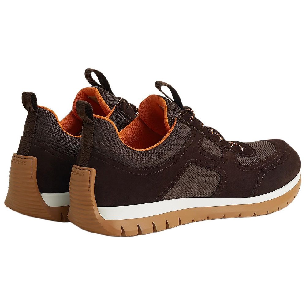 HERMES Jimmy Low Top Casual Shoes Men's Ebony Brown