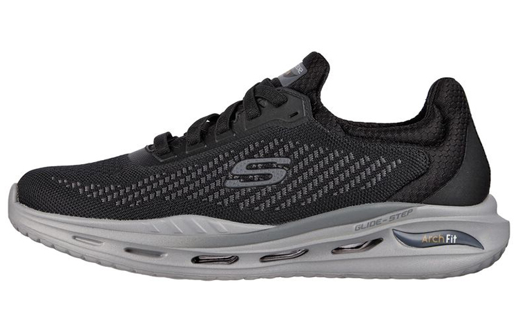 Skechers Cushioning, Breathable, Abrasion Resistant, Coverage, Slip Resistant Low Top Running Shoes Men's Black